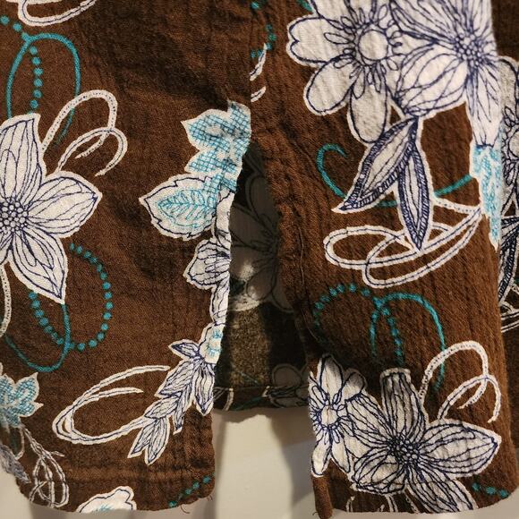 Tropical Escape Embroidered Floral Tunic Cover up V Neck Dress Medium - Picture 8 of 8